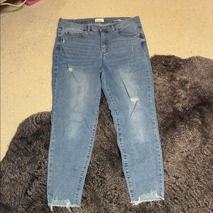 Nicole Miller Blue Distressed Skinny Jeans